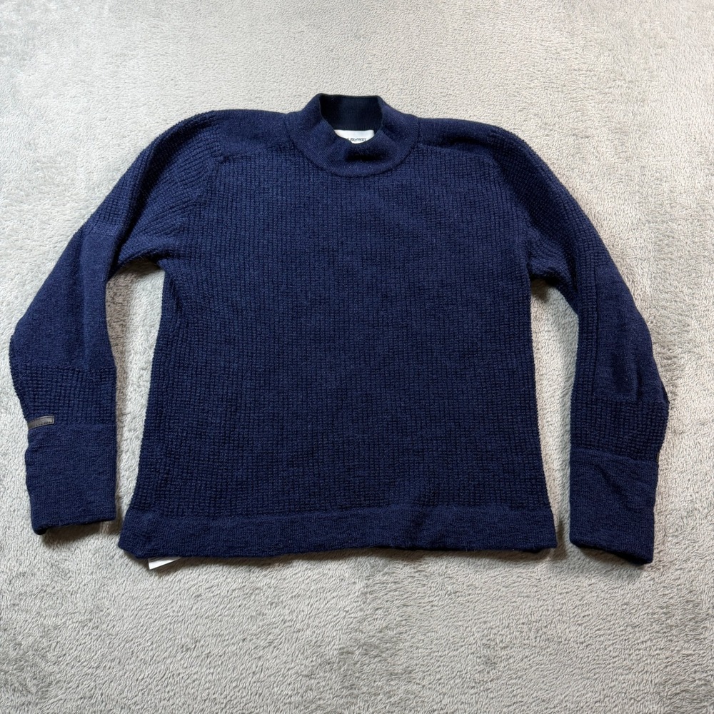 The Inoue Brothers Snow Peak Sweater Mens Small Navy Alpaca Rib Knit Mock Neck
